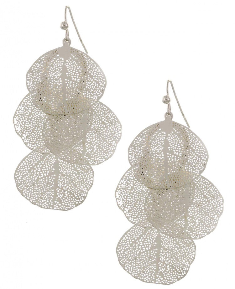 Filigree Metal Leaf Chandelier Earring Set