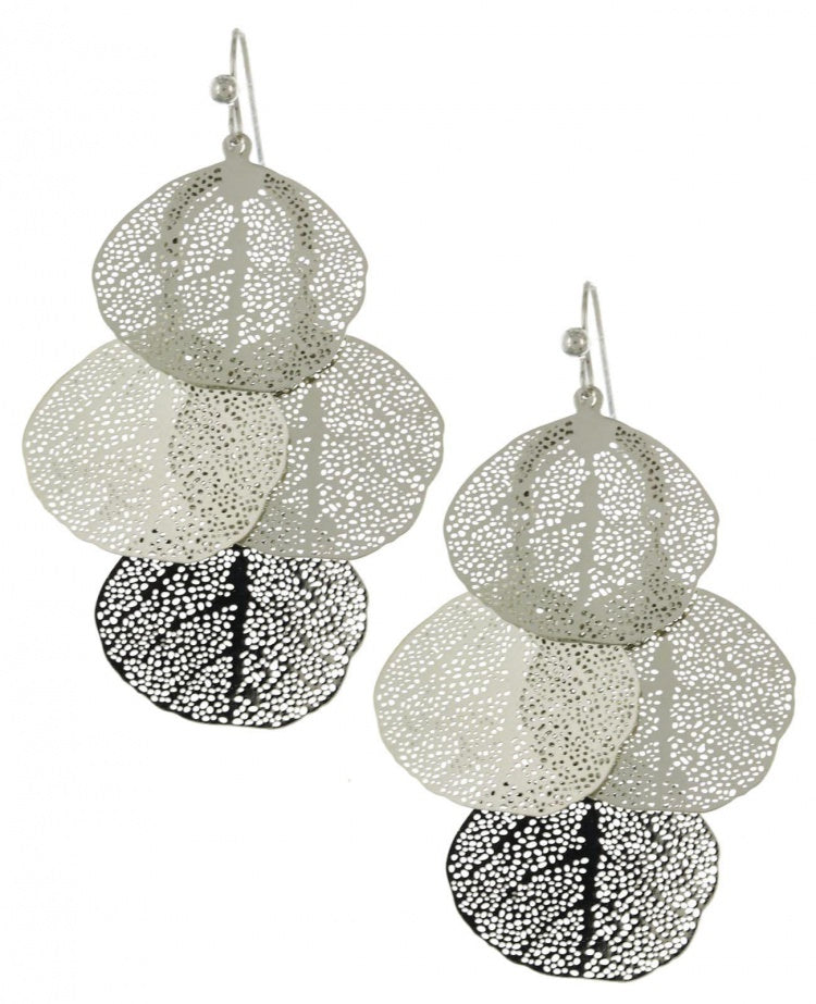 Filigree Metal Leaf Chandelier Earring Set