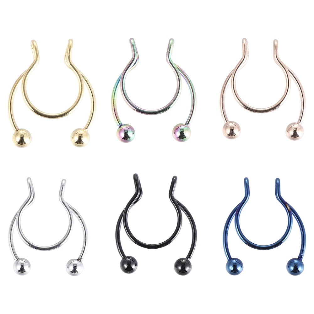 1pcs U Shaped Fake Nose Ring Hip Hoop Septum Rock Stainless Steel Magnet Nose Piercing Punk Piercing Body Jewelry Free shipping