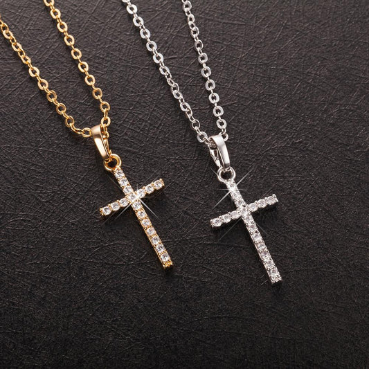 Crystal Cross Pendant Necklace Jewelry For Men/Women